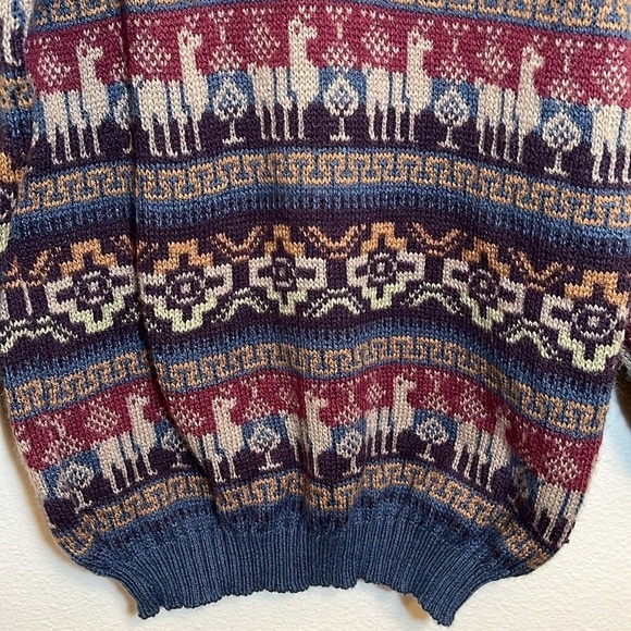 Llama Alpaca Knit Crew Neck Sweater - Picture 3 of 9